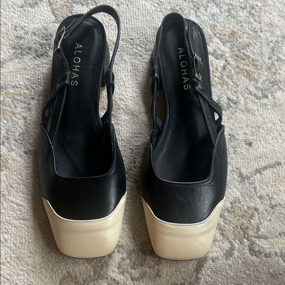 ALOHAS Black and Cream Heels 36 - Picture 1 of 6